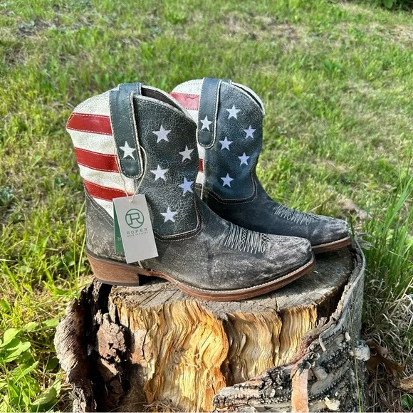 Roper® Women’s American Flag Shorty Cowgirl Boots- Size 10 - USA American Beauty - Picture 13 of 13